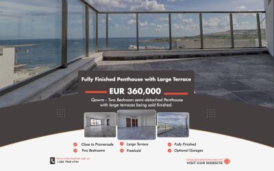 Qawra – Finished Penthouse with Large Terrace – € 360,000